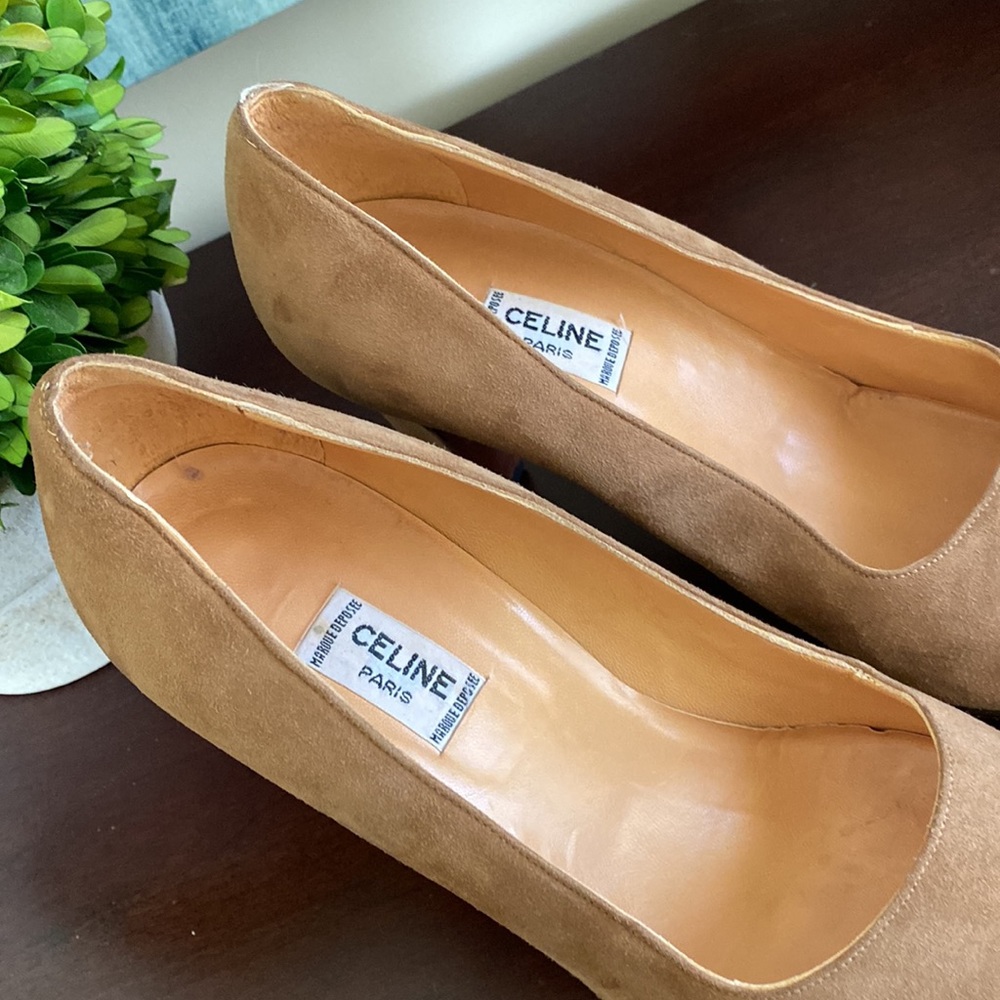CELINE Paris CLASSIC SUEDE TAN PUMPS SIZE 39.5 ๐EUC๐ - Picture 8 of 17